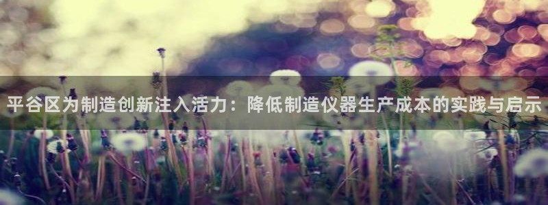 娱乐门徒起点：平谷区为制造创新注入活力：降低制造仪器生产成本